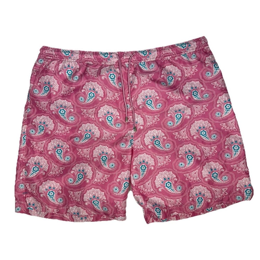 Peter Millar Mens XL Swim Trunks Pink Paisley Mesh Lined Board Shorts‎ Beachwear